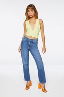 Women's Plunging Crisscross Crop Top in Wild Lime Large