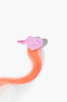 Girls Glitter Heart Hair Snap Clips (Kids) in Pink/Yellow