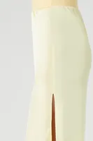 Women's Satin Slip Midi Skirt in Yellow Medium