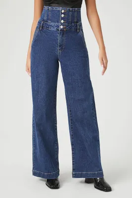 Women's Ultra High-Rise Wide-Leg Jeans in Dark Denim, 26