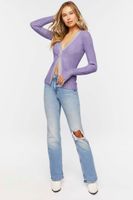 Women's Ribbed Split-Hem Sweater in Grape Small