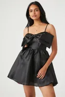 Women's Organza Bow Mini Dress in Black Medium