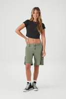 Women's Cropped Rib-Knit T-Shirt