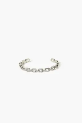 Women's Rhinestone Chain Cuff Bracelet in Silver/Clear