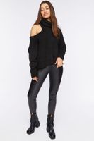 Women's Open-Shoulder Turtleneck Sweater in Black Small