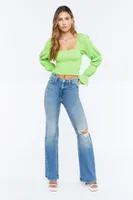 Women's Marie-Sleeve Smocked Crop Top Bright