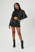 Women's Cropped Faux Leather Jacket