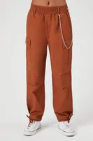 Women's Wallet Chain Tie-Hem Cargo Pants Root Beer,