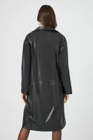 Women's Faux Leather Trench Coat Black