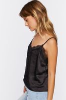 Women's Satin Lace-Trim Cami in Black Medium