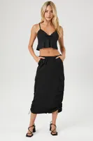 Women's Poplin Cargo Midi Skirt in Black Medium