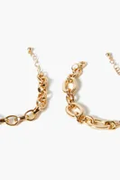 Women's Cable & Link Chain Bracelet Set in Gold