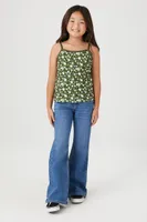 Girls Floral Print Cami (Kids) in Olive, 13/14