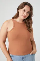 Women's Ribbed Racerback Tank Top in Praline, 2X