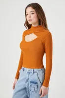 Women's Thermal Mock Neck Cutout Top