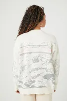 Women's Abstract Outdoor Sweater in White Large