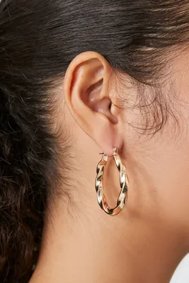 Women's Twisted Hoop Earrings in Gold