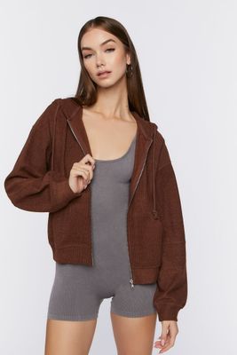 Women's French Terry Ribbed Zip-Up Hoodie