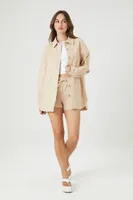 Women's Twill Drawstring Shorts in Taupe Large