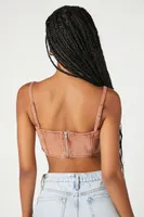 Women's Sweetheart Denim Corset Crop Top in Praline Medium