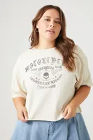 Women's Motorcycle Graphic T-Shirt in Taupe, 3X