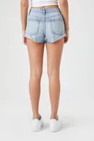 Women's Distressed Mid-Rise Denim Shorts Denim,