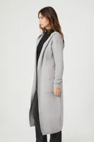 Women's Hooded Duster Cardigan Sweater in Heather Grey Small