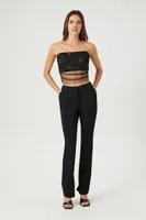 Women's Sequin Mesh Tube Top in Black, XL