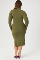 Women's Turtleneck Midi Sweater Dress in Cypress , 0X