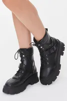 Women's Buckle Faux Leather Booties