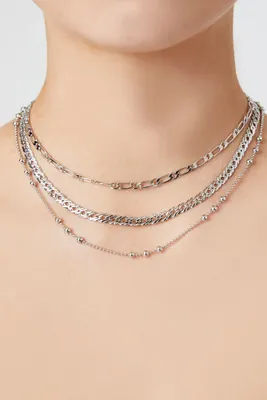 Women's Layered Chain Necklace in Silver