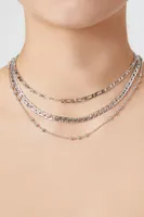 Women's Layered Chain Necklace in Silver