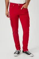 Men Cargo Skinny Jeans in Red, 32