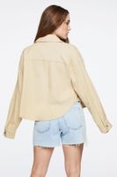 Women's Linen-Blend Buttoned Shacket in Warm Sand Medium