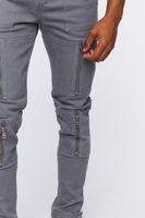 Men Zippered Skinny Pants Grey,