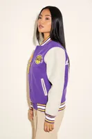 Women's Los Angeles Lakers Letterman Jacket in Purple/Cream Small