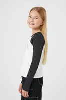 Girls Ribbed Knit California T-Shirt (Kids) in White, 13/14