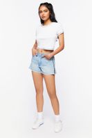 Women's Frayed Zipper-Trim Denim Shorts in Light Denim, 26