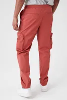 Men Drawstring Cargo Joggers in Rust Large