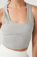 Women's Active Cropped Racerback Tank Top in Heather Grey Large