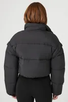 Women's Cropped Layered-Sleeve Puffer Jacket