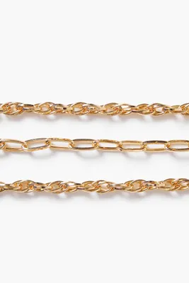 Women's Rolo & Anchor Chain Bracelet Set in Gold