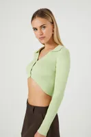 Women's Cropped Cardigan Sweater in Pistachio Large