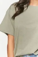 Women's Linen-Blend Crew T-Shirt in Cypress Small