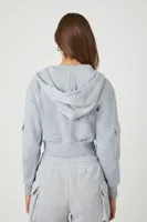 Women's Flap-Pocket Fleece Zip-Up Hoodie Heather