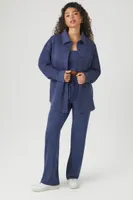 Women's Fleece Pocket Shacket in Navy Small