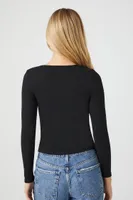 Women's Scoop Long-Sleeve Top in Black, XS