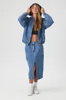 Women's Denim Hooded Jacket in Medium Denim Small