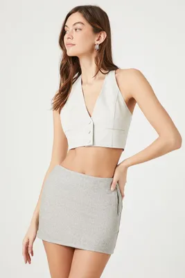 Women's Fitted Mini Skirt in Grey, XL