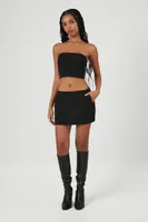 Women's Cropped Lace-Up Tube Top Black